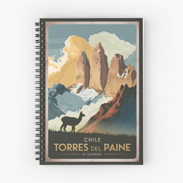 Item preview, Torres del Paine Chile Illustration Travel Art Vintage designed and sold by KrisSidDesigns.