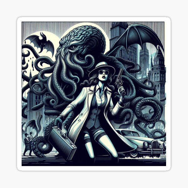 Item preview, Cthulhu Creature with detective 6 designed and sold by CatManDrew.