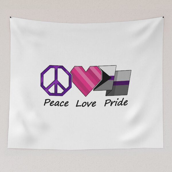 Item preview, Peace, Love, and Pride design in Demisexual pride flag colors designed and sold by LiveLoudGraphic.