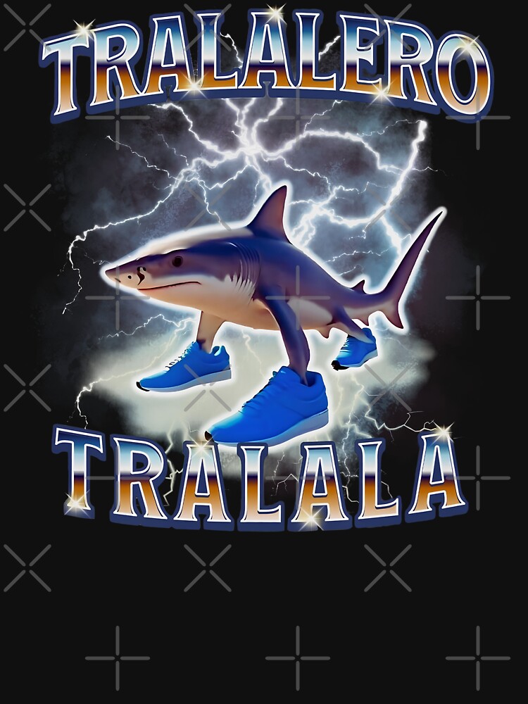 Thumbnail 7 of 7, Classic T-Shirt, Tralalero Tralala Funny Meme Shark Retro Bootleg Memes designed and sold by inkygreenshop.