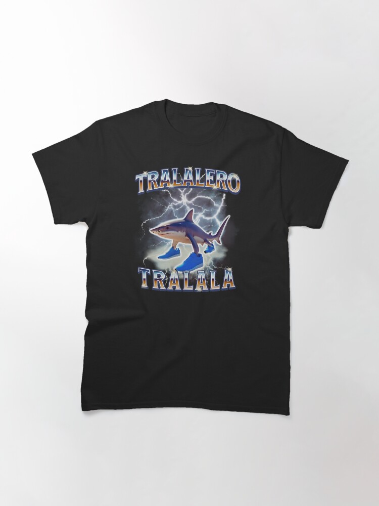 Thumbnail 3 of 7, Classic T-Shirt, Tralalero Tralala Funny Meme Shark Retro Bootleg Memes designed and sold by inkygreenshop.
