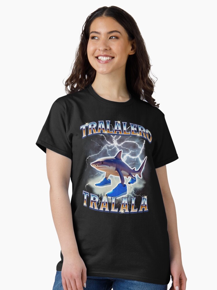 Thumbnail 2 of 7, Classic T-Shirt, Tralalero Tralala Funny Meme Shark Retro Bootleg Memes designed and sold by inkygreenshop.