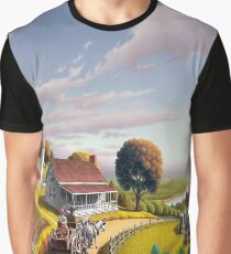 Appalachian Blackberry Patch Country Farm Folk Art Landscape - Rural Americana Graphic T-Shirt