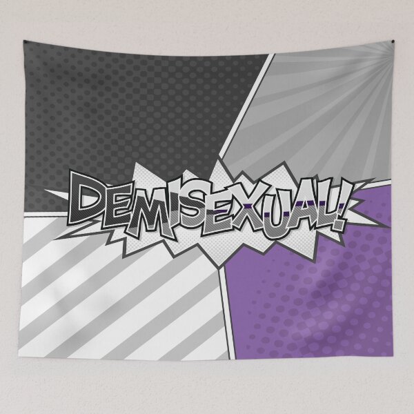 Item preview, Halftone Demisexual Pride Typography with Flag Background designed and sold by LiveLoudGraphic.