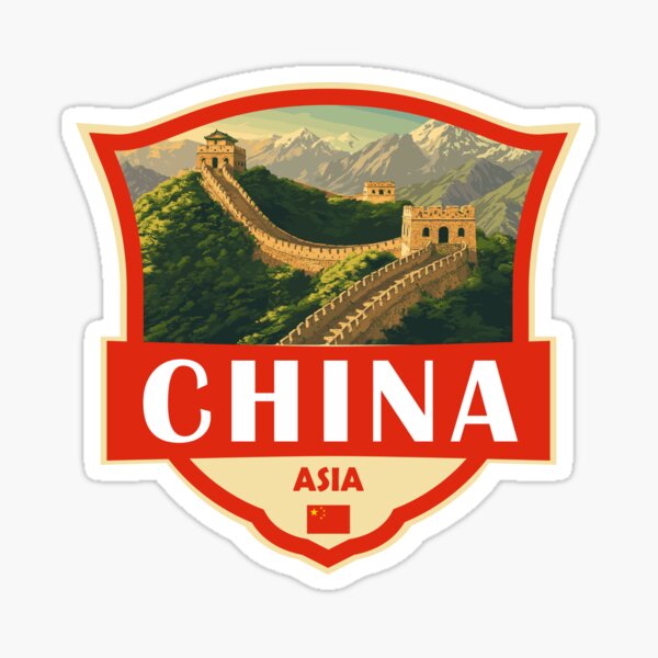 Aperçu de l'œuvre Insigne rétro d'illustration de Chine créée et vendue par KrisSidDesigns.