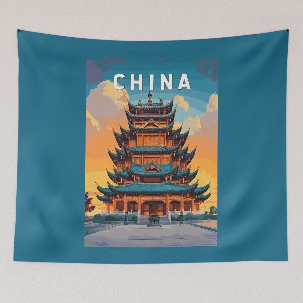 Item preview, China Illustration Travel Art Vintage designed and sold by KrisSidDesigns.