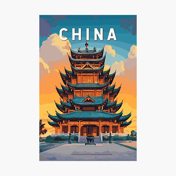 Item preview, China Illustration Travel Art Vintage designed and sold by KrisSidDesigns.