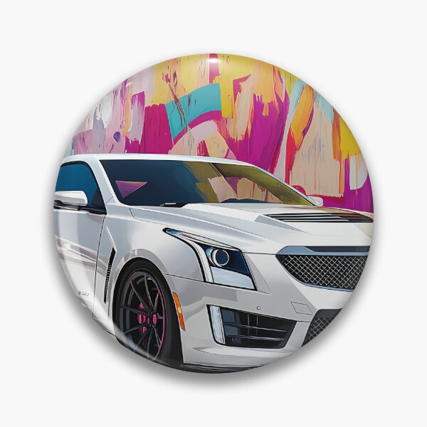 Artikelvorschau, Pop-Art-weißes Cadillac ATS-V Coupé – Elegante und mutige Automobilkunst VI entworfen und verkauft von AutoPopStudio.