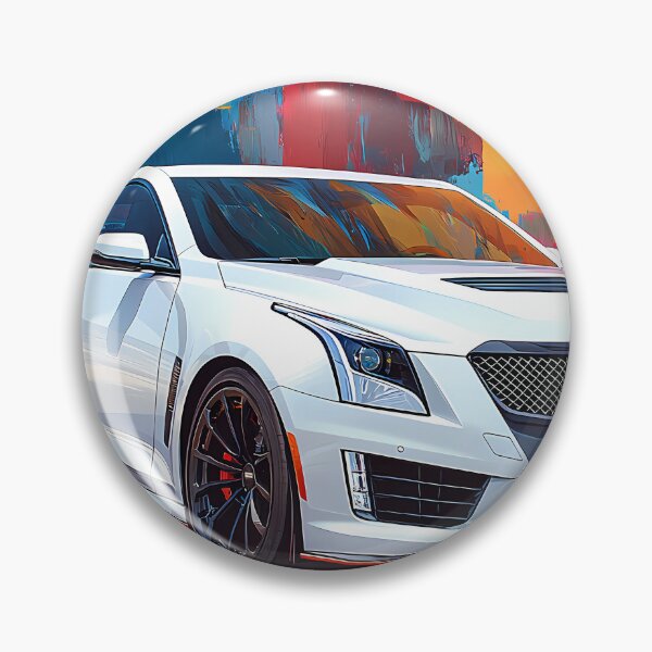 Artikelvorschau, Pop-Art-weißes Cadillac ATS-V Coupé – Elegante und mutige Automobilkunst IX entworfen und verkauft von AutoPopStudio.