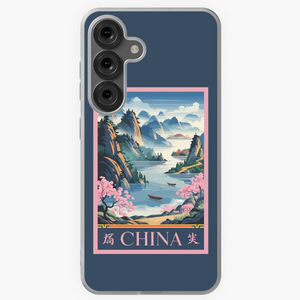 Item preview, China Illustration Pink Travel Art Vintage designed and sold by KrisSidDesigns.