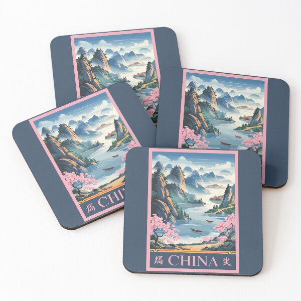 Item preview, China Illustration Pink Travel Art Vintage designed and sold by KrisSidDesigns.