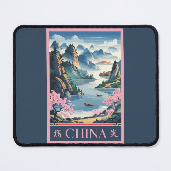 Item preview, China Illustration Pink Travel Art Vintage designed and sold by KrisSidDesigns.