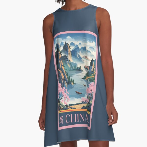 Item preview, China Illustration Pink Travel Art Vintage designed and sold by KrisSidDesigns.