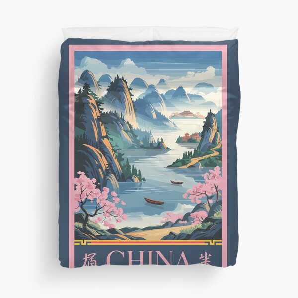 Item preview, China Illustration Pink Travel Art Vintage designed and sold by KrisSidDesigns.