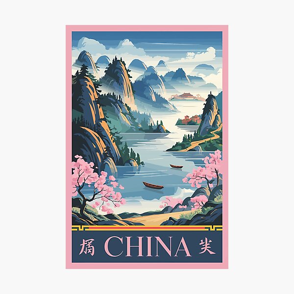 Item preview, China Illustration Pink Travel Art Vintage designed and sold by KrisSidDesigns.