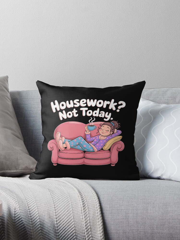 Thumbnail 1 of 4, Pillow, April 7th National No Housework Day designed and sold by MartaDreamCraft.