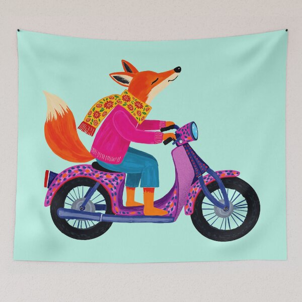 Item preview, Foxy Moped Colorful Painting designed and sold by Magnolia Valley Art.