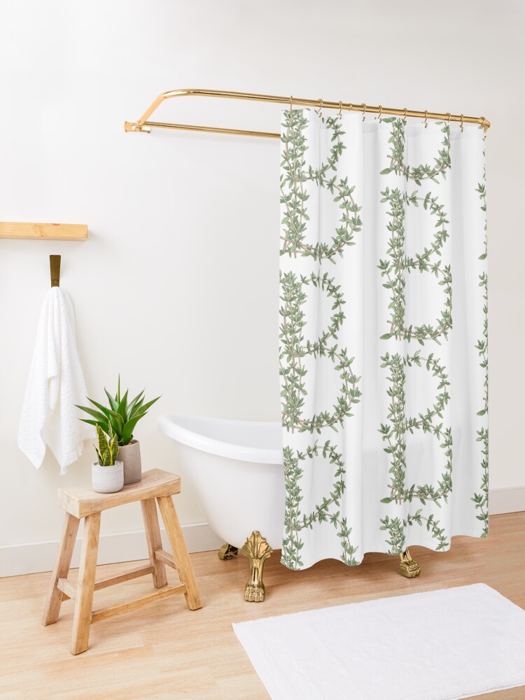 Thumbnail 3 of 5, Shower Curtain, THYME LETTER B designed and sold by Art-type.