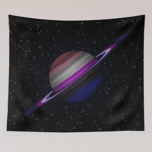 Item preview, Planet and Rings in Gender Fluid Pride Flag Colors designed and sold by LiveLoudGraphic.