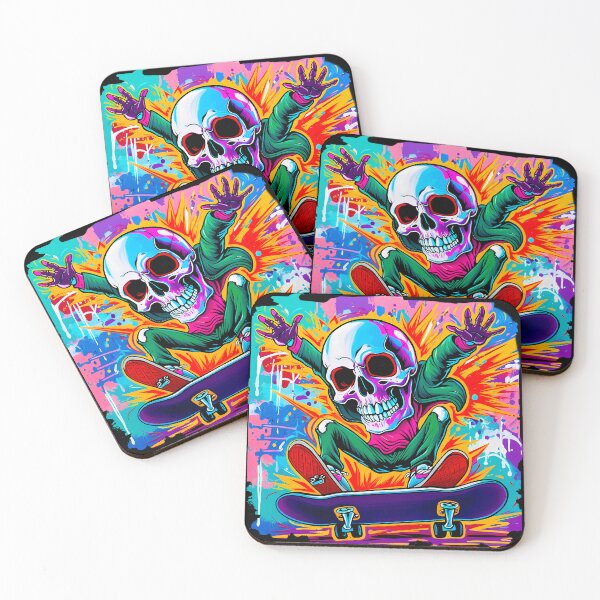 Item preview, Skateboarding skull designed and sold by PixelPunny.