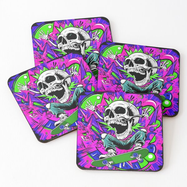 Item preview, Skateboarding skull designed and sold by PixelPunny.