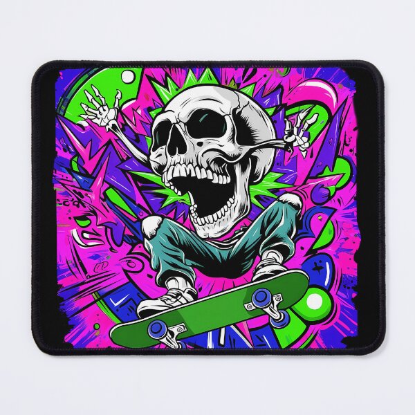 Item preview, Skateboarding skull designed and sold by PixelPunny.