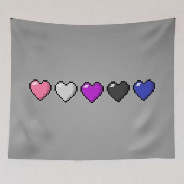 Item preview, Row of Five Gender Fluid Pride Flag Pixel Hearts designed and sold by LiveLoudGraphic.