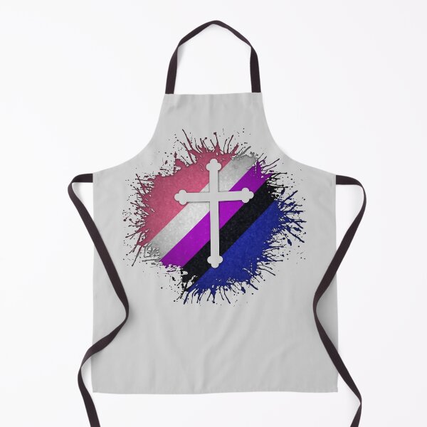 Item preview, Paint Splatter Gender Fluid Pride Flag Cross Symbol designed and sold by LiveLoudGraphic.