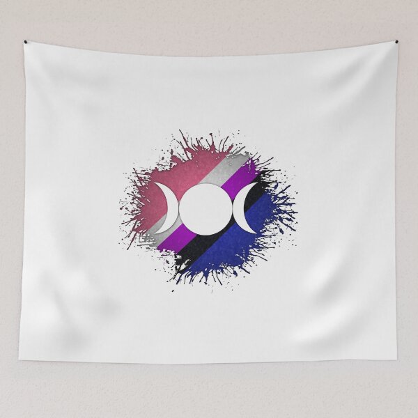 Item preview, Paint Splatter Gender Fluid Pride Flag Triple Goddess Moon Symbol designed and sold by LiveLoudGraphic.