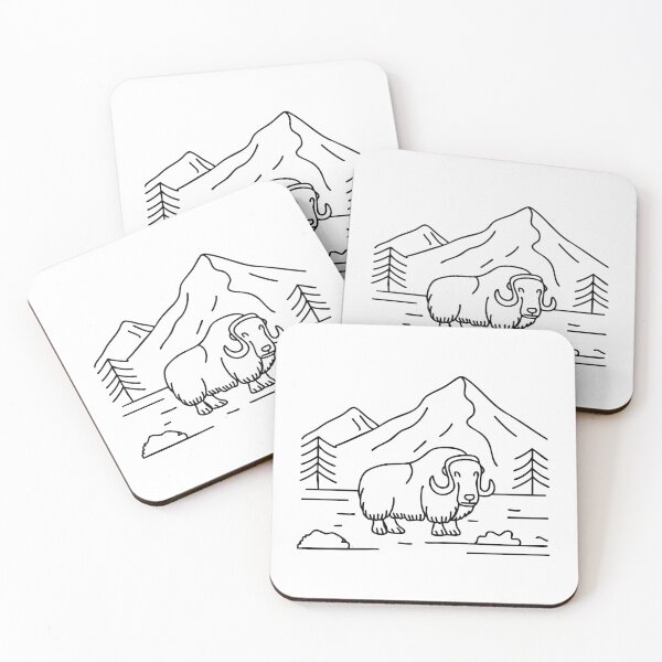 Item preview, A muskox standing in a snowy tundra, thick fur ruffled designed and sold by rasagamastore.