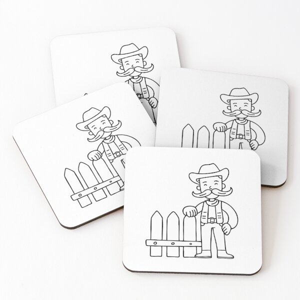 Item preview, A cowboy twirling his mustache while leaning on a fence designed and sold by rasagamastore.