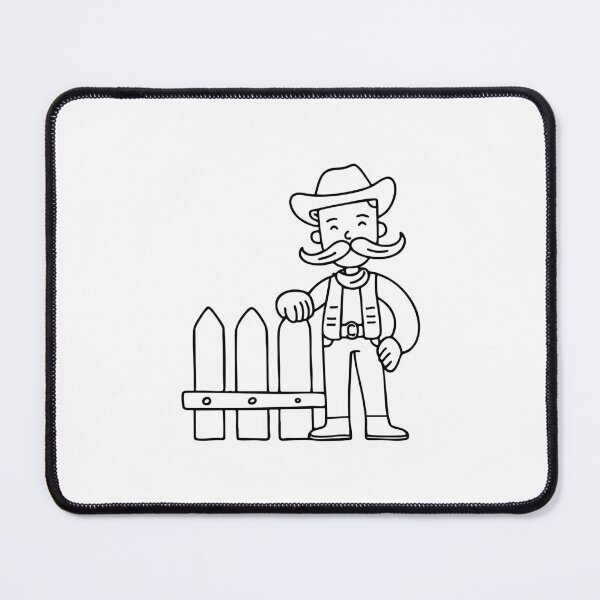 Item preview, A cowboy twirling his mustache while leaning on a fence designed and sold by rasagamastore.