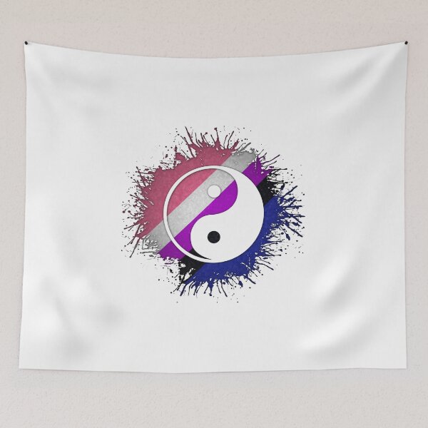 Item preview, Paint Splatter Gender Fluid Pride Flag Yin and Yang Symbol designed and sold by LiveLoudGraphic.