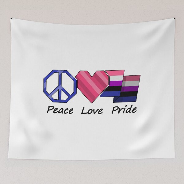 Item preview, Peace, Love, and Pride design in Gender Fluid pride flag colors designed and sold by LiveLoudGraphic.
