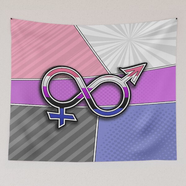 Item preview, Halftone Gender Fluid Pride Symbol with Flag Background designed and sold by LiveLoudGraphic.