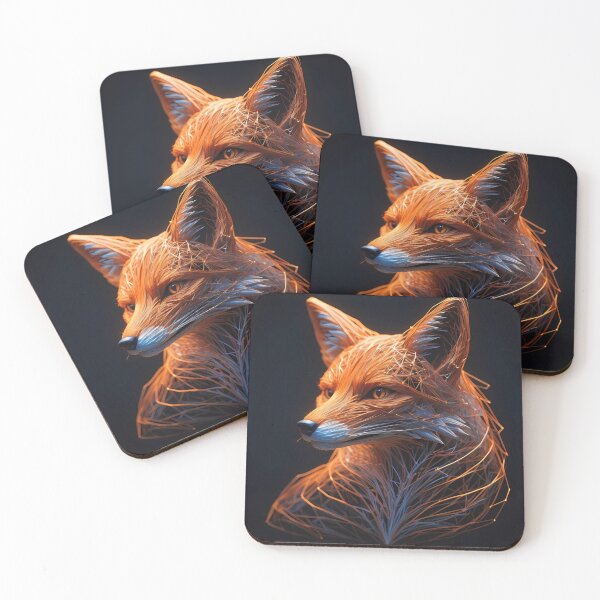 Item preview, Wireframe Fire Fox – Glowing Geometric Animal Art designed and sold by KateVil.