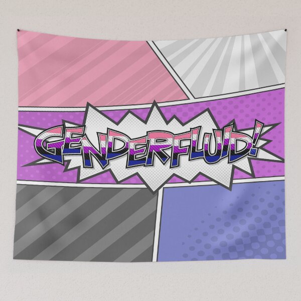 Item preview, Halftone Gender Fluid Pride Typography with Flag Background designed and sold by LiveLoudGraphic.