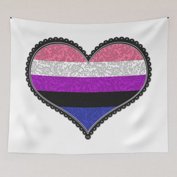 Item preview, Elegant Gender Fluid Pride Decorative Heart in Pride Flag Colors designed and sold by LiveLoudGraphic.