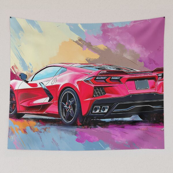 Item preview, Red Corvette Stingray C8 – Pop Art Edition designed and sold by AutoPopStudio.