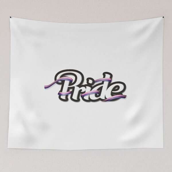 Item preview, Gender Fluid pride flag colored ribbon wrapped around the letters of the word PRIDE designed and sold by LiveLoudGraphic.