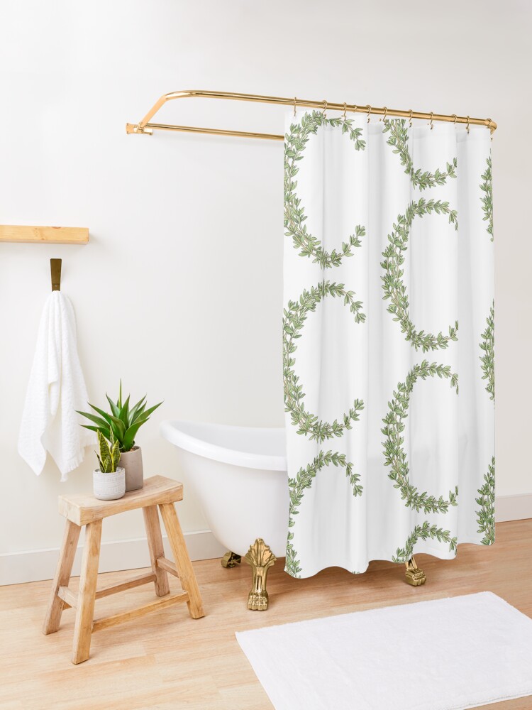 Thumbnail 3 of 5, Shower Curtain, THYME LETTER C designed and sold by Art-type.