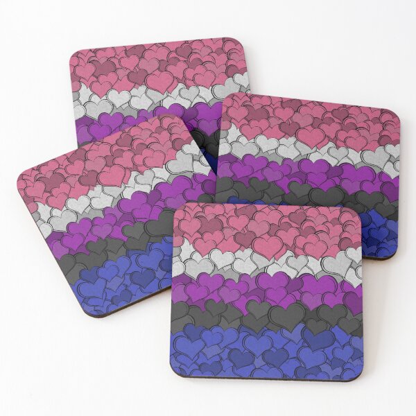 Item preview, Overlapping Hearts in Gender Fluid Pride Flag Colors designed and sold by LiveLoudGraphic.
