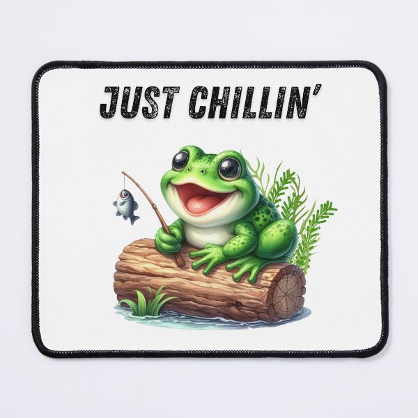 Item preview, Just chillin' - Cute frog fishing perched on a log designed and sold by Fantacaroo Designs.