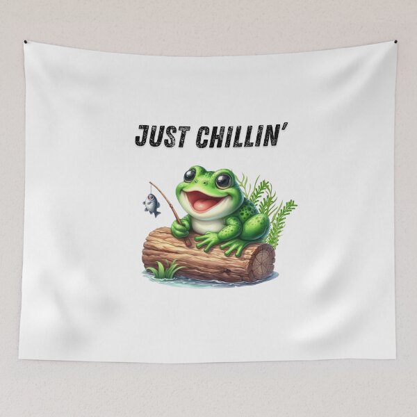 Item preview, Just chillin' - Cute frog fishing perched on a log designed and sold by Fantacaroo Designs.