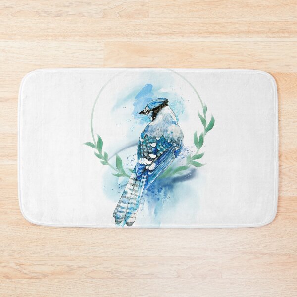Artikelvorschau, Kleiner, belaubter Blauhäher entworfen und verkauft von Moana Matron Designs.