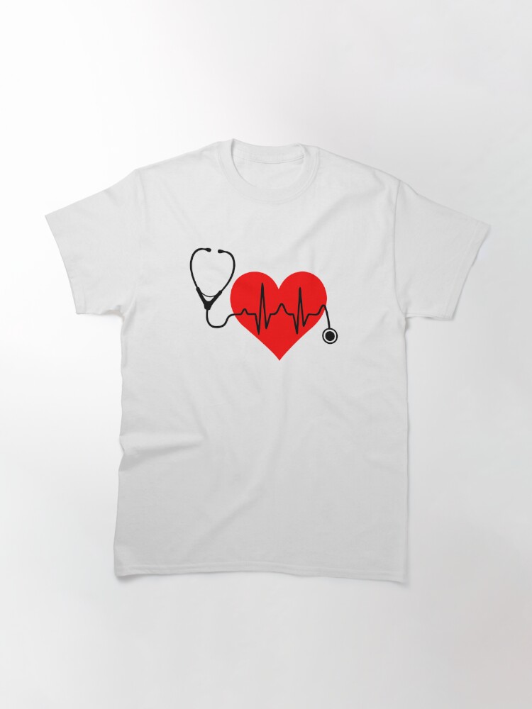 Alternate view of Stethoscope Heartbeat Heart  Classic T-Shirt