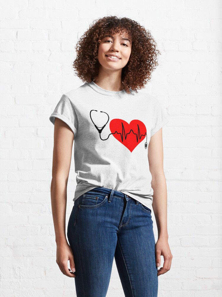 Alternate view of Stethoscope Heartbeat Heart Classic T-Shirt