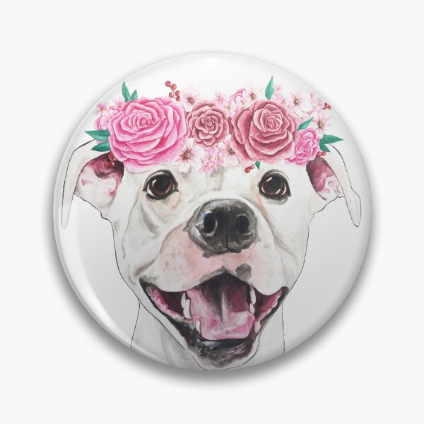 Item preview, CUSTOM White Pitbull Pitti dog with flower crown designed and sold by tylershae.