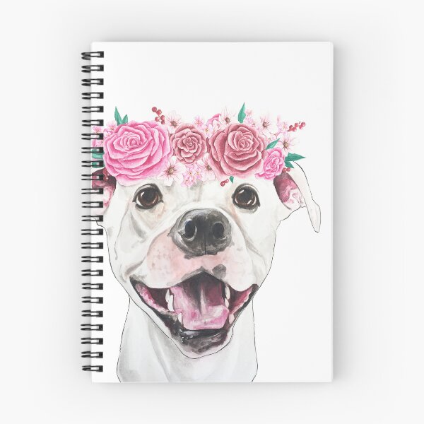 Item preview, CUSTOM White Pitbull Pitti dog with flower crown designed and sold by tylershae.
