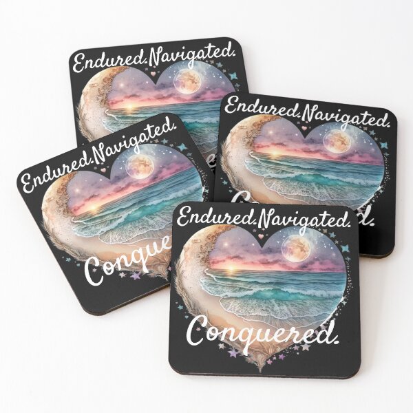Item preview,  Endured Navigated Conquered – Motivational Ocean Heart designed and sold by ArtbyCrystal.